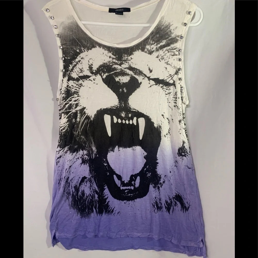 Sheer purple lion sleeveless top